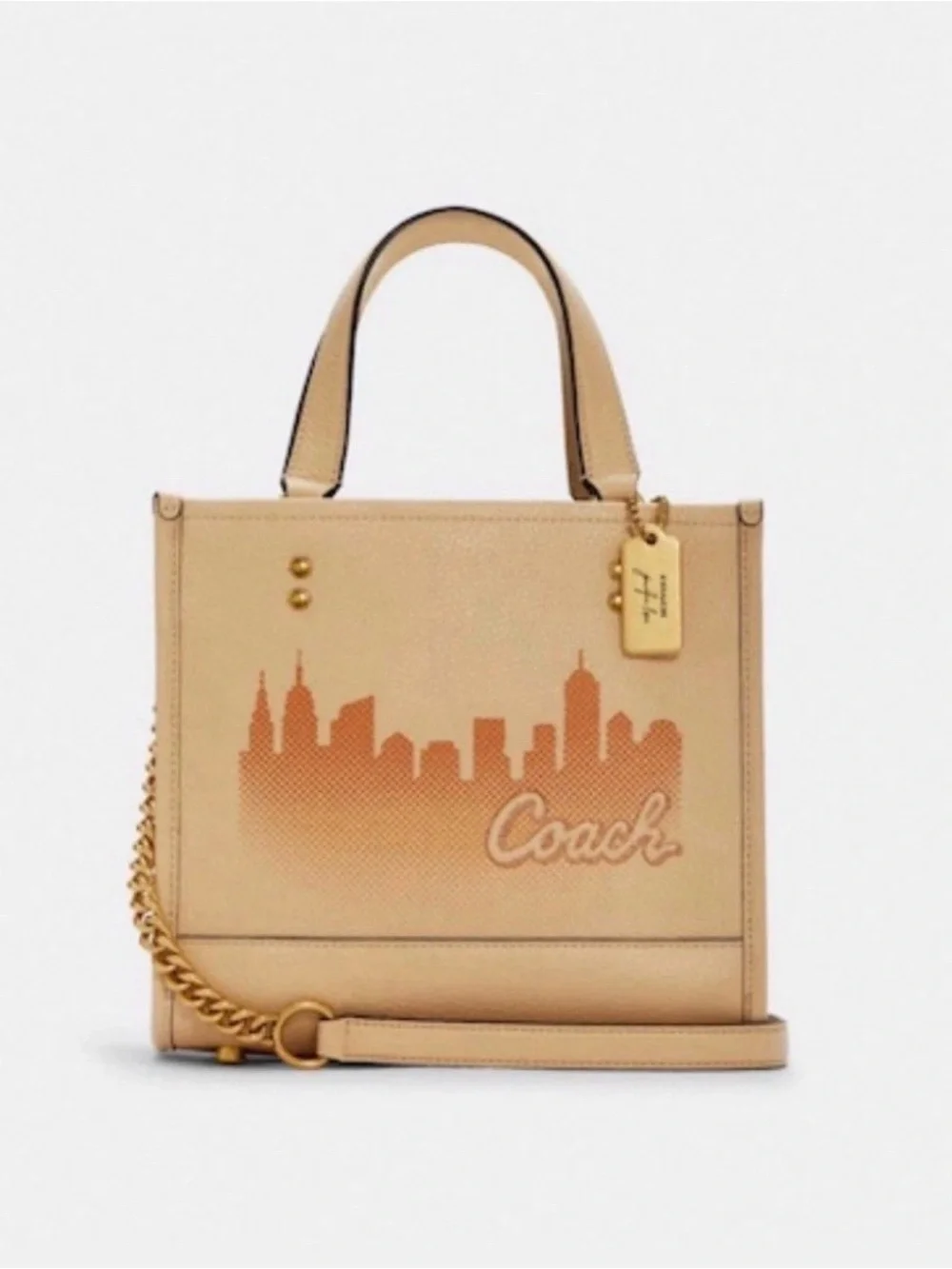 Coach X JLO Dempsey Tote 22 NYC Skyline leather